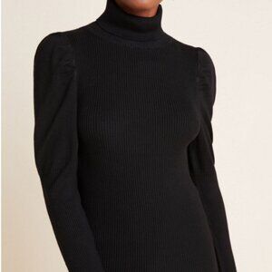 RW&CO puff sleeve turtleneck sweater ribbed black size XS